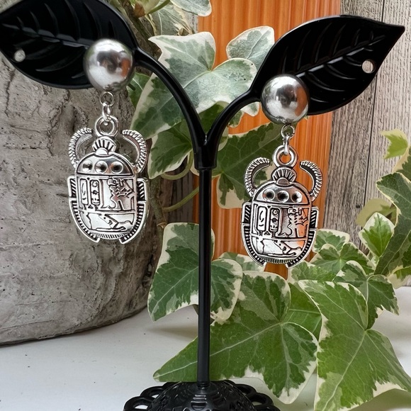 Egyptian Beetles Spiritual Statement Earrings  - Ancient  Spiritual Earrings - Picture 5 of 9